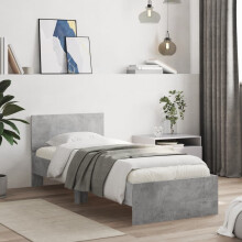 Berkfield Bed Frame without Mattress with Headboard Concrete Grey 90x200 cm