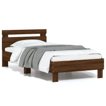 Berkfield Bed Frame without Mattress with LED Lights Brown Oak 75x190 cm Small Single
