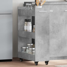 Berkfield Cabinet with Wheels Concerte Grey 60x22x79 cm Engineered Wood