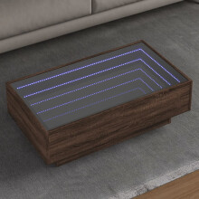 Berkfield Coffee Table with LED Brown Oak 90x50x30 cm Engineered Wood