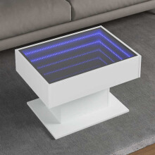 Berkfield Coffee Table with LED White 70x50x45 cm Engineered Wood