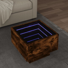 Berkfield Side Table with LED Smoked Oak 40x40x30 cm Engineered Wood