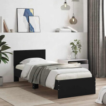 Berkfield Bed Frame without Mattress with Headboard Black 75x190 cm Small Single