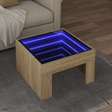 Berkfield Coffee Table with Infinity LED Sonoma Oak 50x50x30 cm