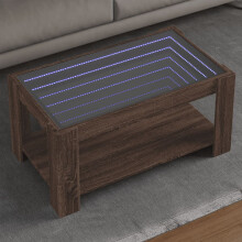 Berkfield Coffee Table with LED Brown Oak 93x53x45 cm Engineered Wood