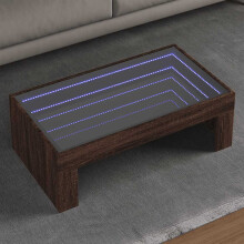 Berkfield Coffee Table with Infinity LED Brown Oak 90x50x30 cm