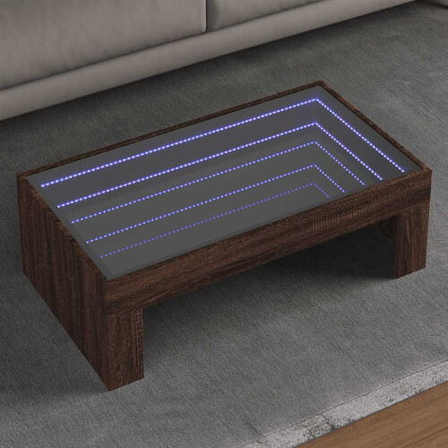 Berkfield Coffee Table with Infinity LED Brown Oak 90x50x30 cm