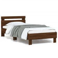 Berkfield Bed Frame without Mattress with LED Lights Brown Oak 90x190 cm Single