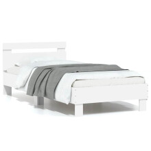 Berkfield Bed Frame without Mattress with LED Lights White 75x190 cm Small Single