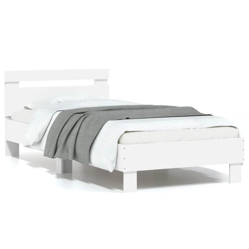Berkfield Bed Frame without Mattress with LED Lights White 75x190 cm Small Single