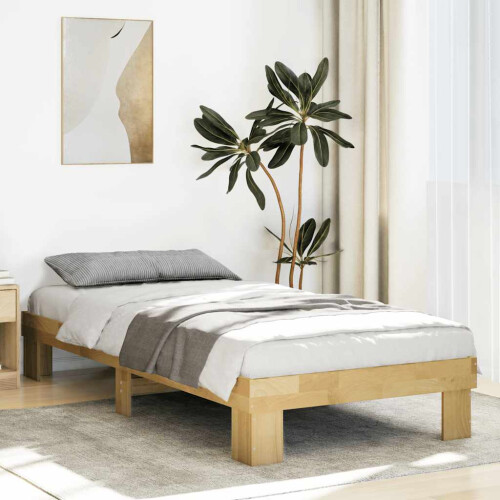 Berkfield Bed Frame without Mattress 75x190 cm Small Single Solid Wood Oak
