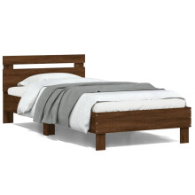 Berkfield Bed Frame without Mattress with LED Lights Brown Oak 100x200 cm