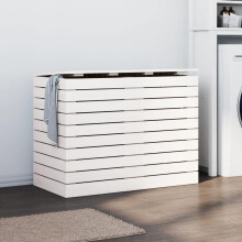 Berkfield Laundry Basket White 88.5x44x66 cm Solid Wood Pine
