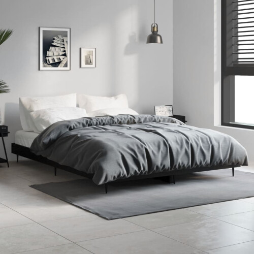 Berkfield Bed Frame without Mattress Black 140x190 cm Engineered Wood