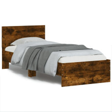Berkfield Bed Frame without Mattress with LED Lights Smoked Oak 90x190 cm Single