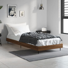 Berkfield Bed Frame without Mattress Brown Oak 75x190 cm Small Single Engineered Wood