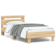 Berkfield Bed Frame without Mattress with LED Lights Sonoma Oak 90x200 cm