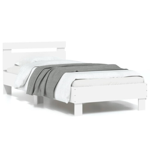 Berkfield Bed Frame without Mattress with LED Lights White 90x190 cm Single