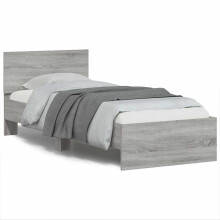 Berkfield Bed Frame without Mattress with LED Lights Grey Sonoma 90x190 cm Single