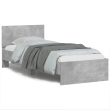 Berkfield Bed Frame without Mattress with LED Lights Concrete Grey 75x190 cm Small Single