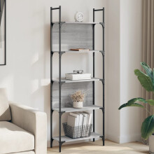 Berkfield Bookshelf 5-Tier Grey Sonoma 60.5x24x166.5 cm Engineered Wood