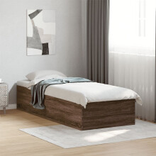 Berkfield Bed Frame without Mattress Brown Oak 75x190 cm Small Single Engineered Wood
