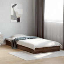 Berkfield Bed Frame without Mattress Brown Oak 75x190 cm Small Single Engineered Wood