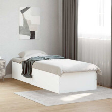 Berkfield Bed Frame without Mattress White 75x190 cm Small Single Engineered Wood