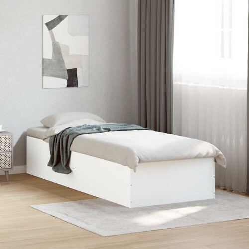 Berkfield Bed Frame without Mattress White 75x190 cm Small Single Engineered Wood