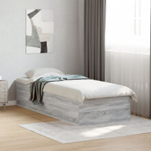 Berkfield Bed Frame without Mattress Grey Sonoma 75x190 cm Small Single Engineered Wood