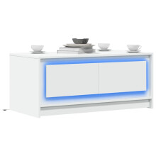 Berkfield Coffee Table with LED Lights White Engineered Wood