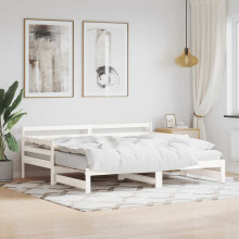 Berkfield Daybed with Trundle without Mattress White 90x200 cm Solid Wood