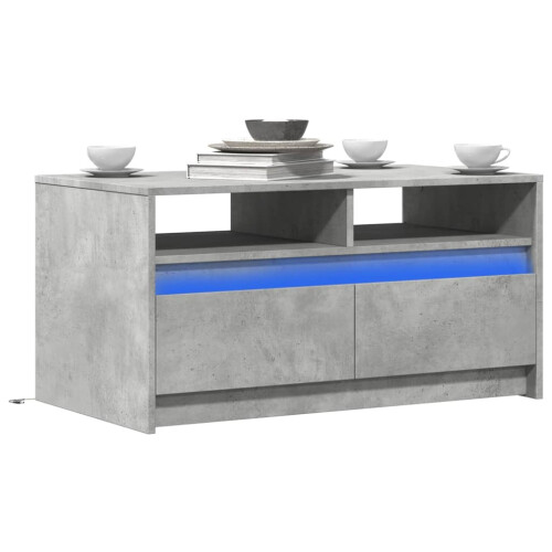 Berkfield Coffee Table with LED Lights Concrete Grey Engineered Wood