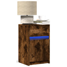 Berkfield Bedside Cabinet with LED Lights Smoked Oak Engineered Wood