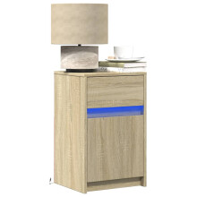 Berkfield Bedside Cabinets with LED Lights 2 pcs Sonoma Oak Engineered Wood