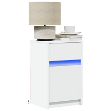 Berkfield Bedside Cabinet with LED Lights White Engineered Wood