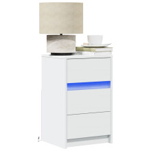 Berkfield Bedside Cabinet with LED Lights White Engineered Wood