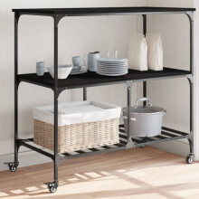 Berkfield Kitchen Trolley Black 100x50x95 cm Engineered Wood
