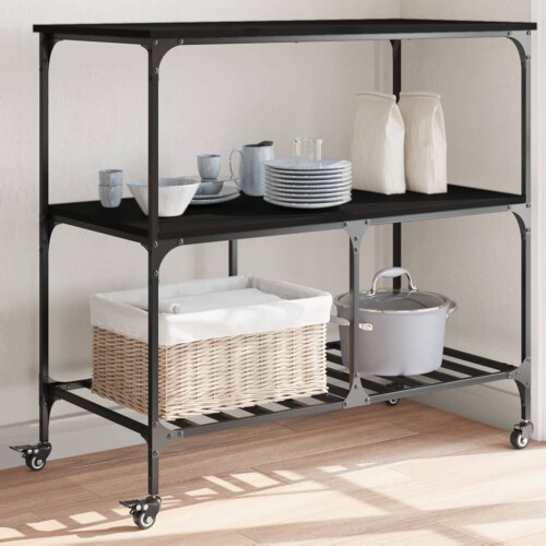 Berkfield Kitchen Trolley Black 100x50x95 cm Engineered Wood