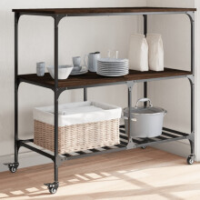 Berkfield Kitchen Trolley Brown Oak 100x50x95 cm Engineered Wood