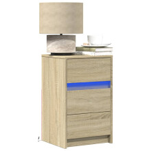 Berkfield Bedside Cabinet with LED Lights Sonoma Oak Engineered Wood