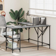 Berkfield Desk Grey Sonoma 139x139x75 cm Engineered Wood