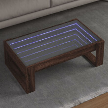 Berkfield Coffee Table with Infinity LED Brown Oak 90x53x30 cm