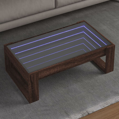 Berkfield Coffee Table with Infinity LED Brown Oak 90x53x30 cm