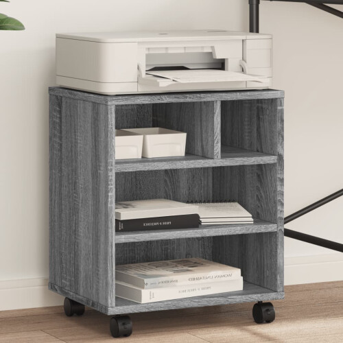 Berkfield Printer Stand with Wheels Grey Sonoma 41x32x48 cm