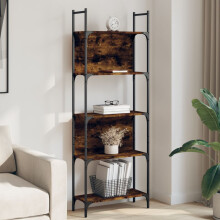 Berkfield Bookshelf 5-Tier Smoked Oak 60.5x24x166.5 cm Engineered Wood