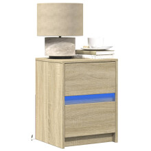 Berkfield Bedside Cabinet with LED Lights Sonoma Oak Engineered Wood