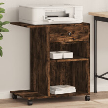 Berkfield Printer Stand with Wheels Smoked Oak 60x40x68.5 cm