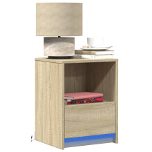 Berkfield Bedside Cabinet with LED Lights Sonoma Oak Engineered Wood