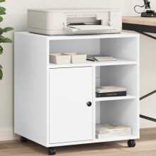 Berkfield Printer Stand with Wheels White 60x50x67 cm